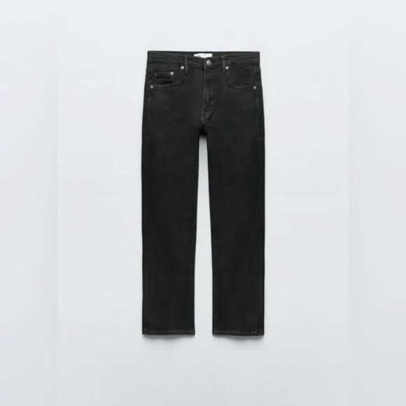 ZARA Slim Straight Cropped in Washed Black Denim  Jeans 38 6 NWT - Picture 1 of 7